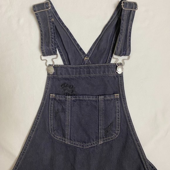 Hand Dyed Distressed Overall Shorts XS - Picture 3 of 4